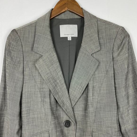 Classiques Entier | Gray & Black Blend Single Button Blazer Jacket - Picture 3 of 10